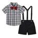 Efsteb Toddler Boy Clothes Sets Fashion Cute Kids Toddler Infant Baby Boys Clothing Sets Short Sleeve Casual Lapel Gentleman Formal Shirts and Sling Suspender Shorts Set Black 5 Years