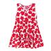 HAPIMO Girls s A Line Dress Floral Print Cute Keyhole Neck Princess Dress Pleated Ruffle Hem Holiday Sleeveless Lovely Relaxed Comfy Red 4XL