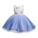 HAPIMO Girls s Party Gown Dress Floral Gradient Lovely Cute Holiday Sleeveless Bowknot Princess Dress Relaxed Comfy Birthday Princess Ruffle Mesh Hem Round Neck Dark Blue 120