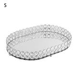 GENEMA Mirror Tray Crystal Cosmetic Perfume Tray Decorative Tea Lights Tray Ornate Jewelry Trinket Tray Vanity Makeup Tray for Dresser Storage Bathroom