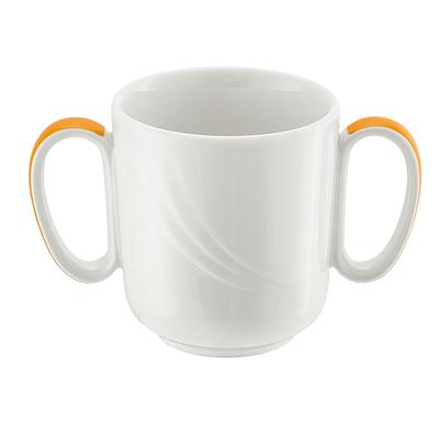 Libbey 9185631-62991 10 1/2 oz Schonwald Mug - Donna Senior, Porcelain, White/Orange