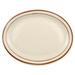 Libbey DSD-12 9 1/2" x 7 1/2" Oval Desert Sand Platter - Speckled, (2) Brown Bands, White