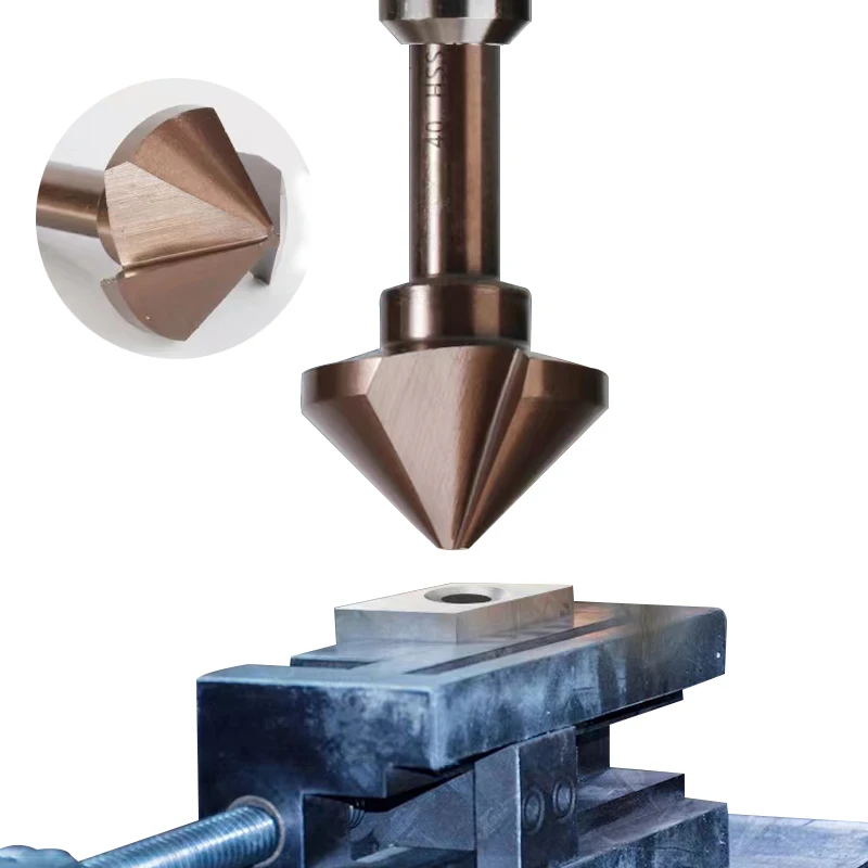 3 Flöten, 90-Grad-Entgratungs-Fasenfräser, 6,3–40 mm, M35, Kobalt-Senker, Reibbohrer für die Metallbearbeitung von Edelstahl Image