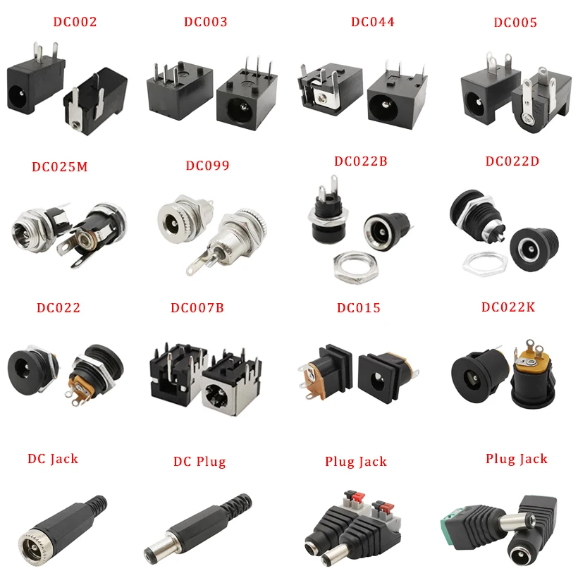 10Pcs DC Power Jack Buchse Stecker 5.5*2,1mm 3,5x1,3mm Männlich Weiblich DC005 DC022 DC099 DC steckdose Mutter Panel Mount Adapter Image