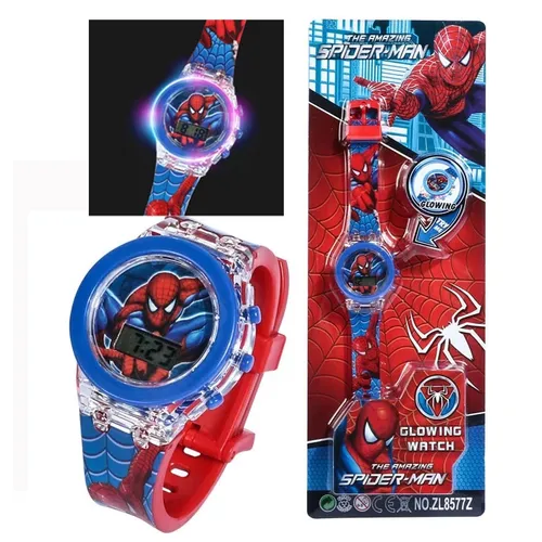 Disney Spiderman Anime Abbildung Spielzeug Uhr Avengers Gefrorene Mickey Figuren Spielzeug Uhr