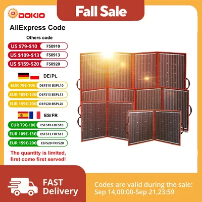 DOKlO Faltbares Solar Panel 18V Solar Panel Flexibles Solarmodul 80-295W Solar Panels Portable & 12V Ladegerät mit 5V USB Photovoltaik Modul Solaranlage Komplett Für Camping/Wohnmobil/Power
