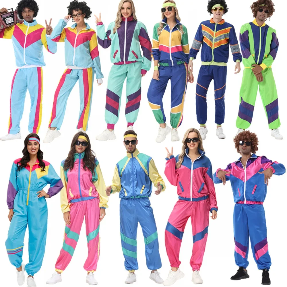 Paare Hippie Kostüme für Frauen Männlich Vintage 70er 80er Rock Disco Cosplay Outfits Karneval Halloween Party Fantasia Dress Up Image