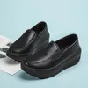 Frauen Schuhe Frühjahr Echtem Leder Weiche Laufsohle Arbeit Schuhe Weibliche Schwarz Schaukel Schuhe Frau Plus Größe Keile Einzelnen Schuhe