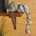 3 teile/satz Niedlichen Elefanten Figuren Elephant Holding Baby Elefanten Harz Handwerk Einrichtungs