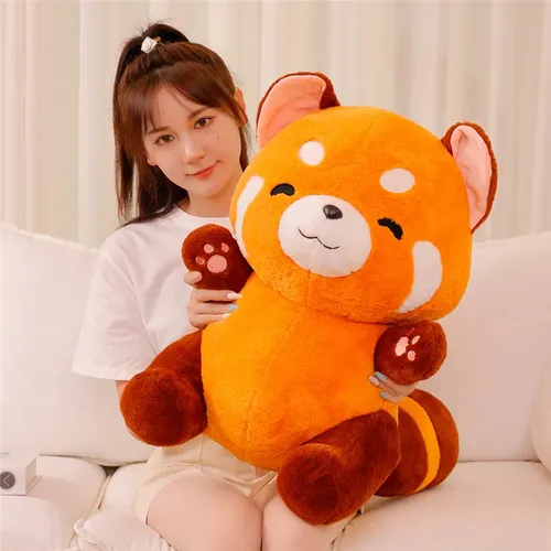 Stopfte Anime Figur Puppe Gedreht Rot Panda Plushie Puppe Flauschigen Haar Rot Waschbären Tiere