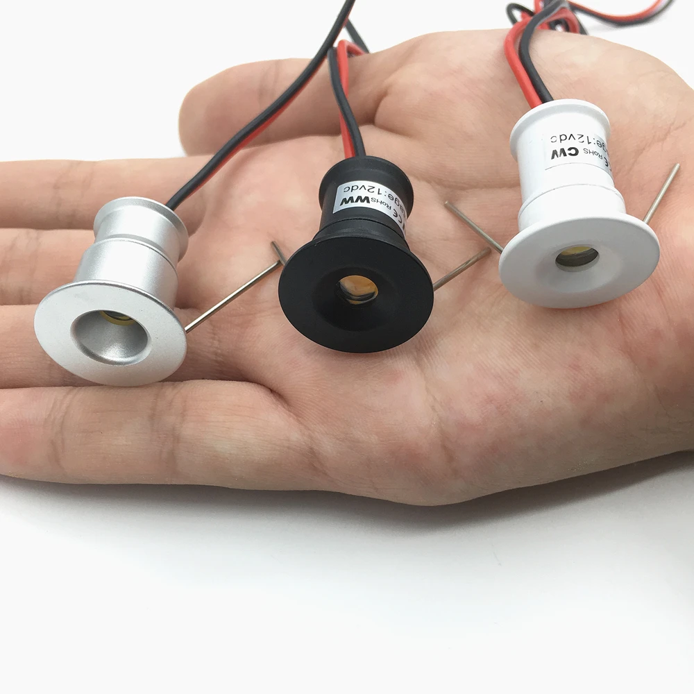 Kleines Spotlicht, 1 W, Mini-LED-Strahler, 12 V, dimmbar, 15 mm Ausschnitt, Einbau-Downlight, IP65, Deckenleuchte, Vitrine, Display-Beleuchtung