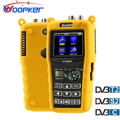 Woopker VF 6800P Satellitenfinder DVB-T2 DVB-S2 DVB-C MPEG4 Digitales Sat-Finder-Messgerät 2,4 Zoll LCD HD für TV-Tuner