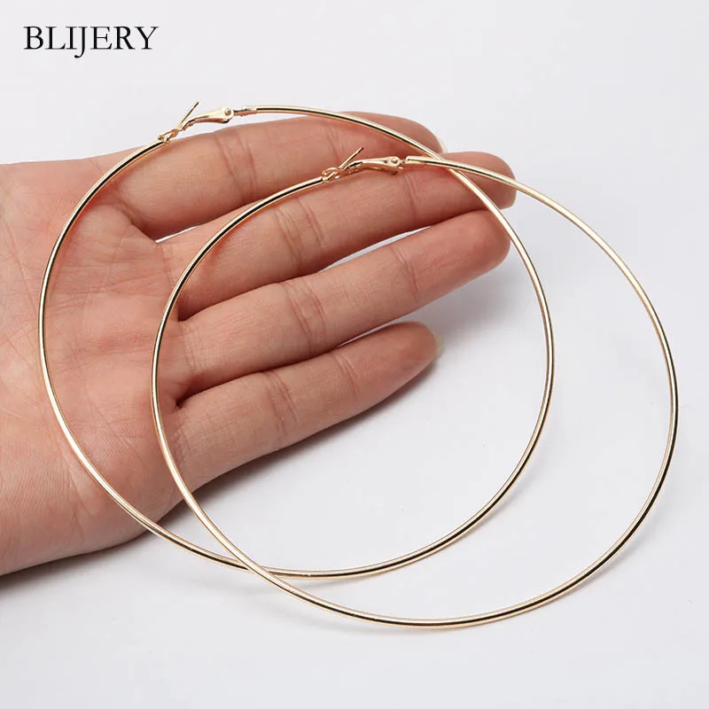 BLIJERY Mode 110mm Super Große Hoop Ohrringe Übertrieben Glatte Große Kreis Ohrringe für Frauen Punk Schmuck Boucles d'oreilles