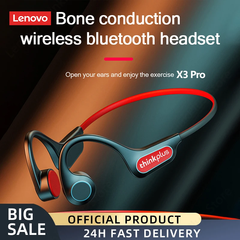 Lenovo Knochenleitungskopfhörer X3 Pro Bluetooth Hifi Ohrbügel Wireless Headset mit Mikrofon Wasserdichter Ohrhörer Image
