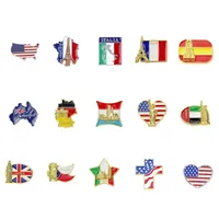 Welt Berühmte Gebäude Broschen Herz Form Nationalen Flagge Souvenir Speicher Zink-legierung Pins