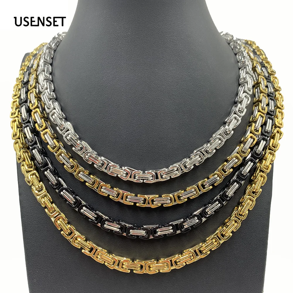 Byzantinische Ketten Halsketten für Männer 304 Edelstahl Herrenschmuck Handgefertigte Halsketten Schmuck Geschenke 4 MM 5 MM 6 MM 8 MM USENSET Image