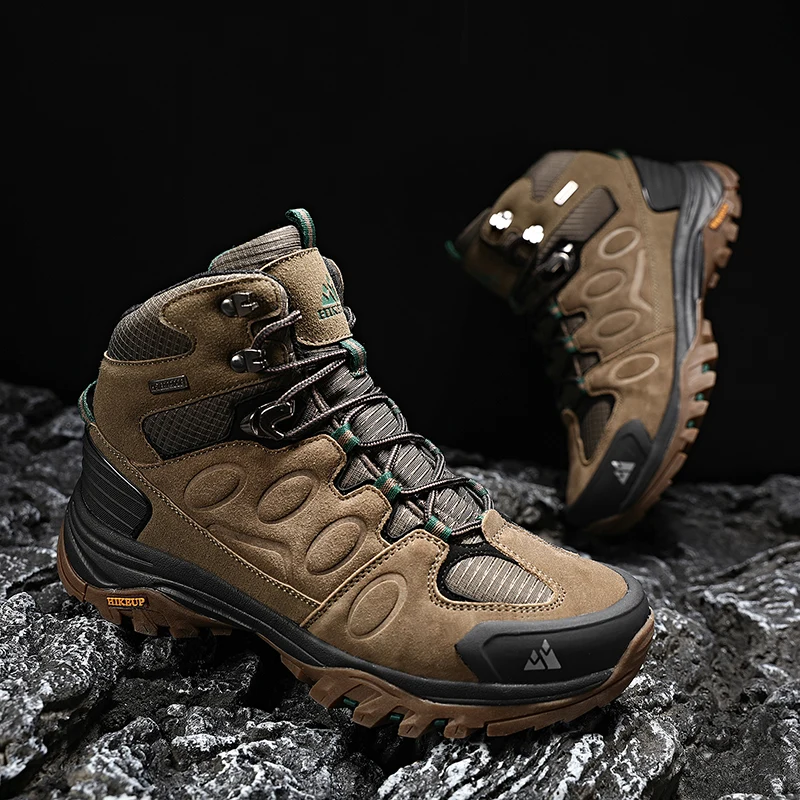 HIKEUP High-Top Männer Wanderschuhe Winter Outdoor Schuhe Schnüren Rutschfeste Outdoor Sport Casual Trekking Stiefel Mann wasserdichte Wildleder