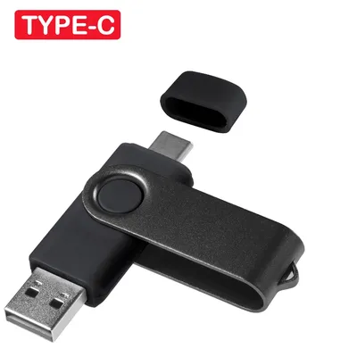 2 in 1 TYPE-C für Handy USB-Stick 64GB Drehbare Schwarz Memory Stick 32GB Pen Drive 16GB Usb-Stick Image