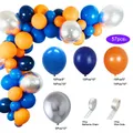 Äußere Raum Partei Geburtstag Ballons Orange Navy Blau Chrom Silber Luftballons Arch Garland für