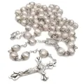 Vintage Perle Perlenkette Christian katholischen Rosenkranz Kreuz Rosenkranz Anhänger Halskette für