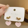 Süße Herz Tropfen Ohrringe für Frau mit rosa Opal golden süß elegant fein hängende Ohrringe Trend