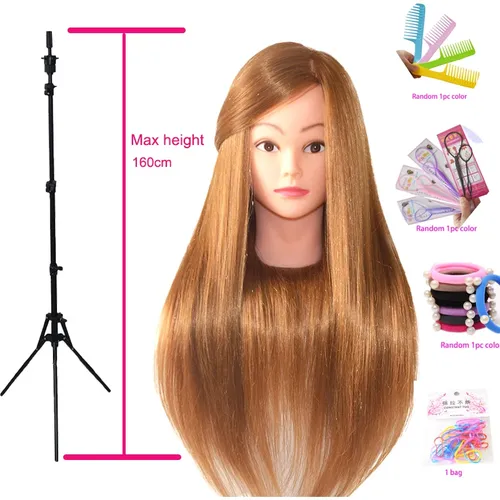 Puppen kopf für die Frisur Praxis 80% Echthaar Professional Training Head Kit Mannequin Kopf Styling