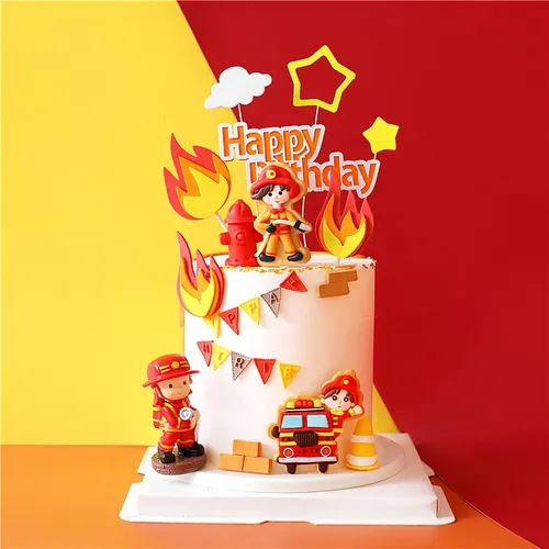 Feuerwehr puppe weiche Keramik Kuchen deckel Sammy Feuerwehr mann Geburtstags feier Kinder Party ein