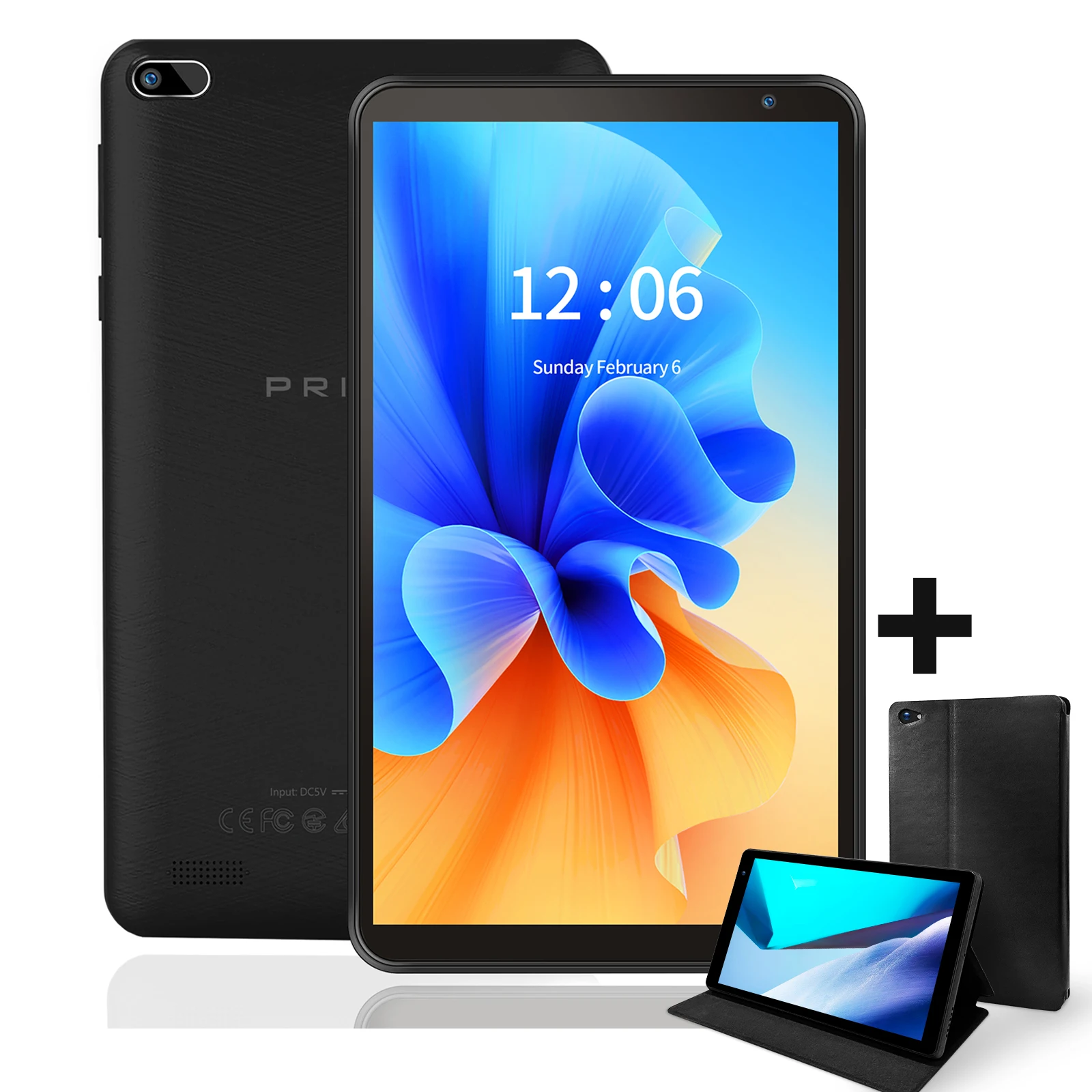 Pritom 7 zoll tablet pc 32 gb android 11 mit quad core prozessor hd ips display dual kamera wifi mit pu schutzhülle Image