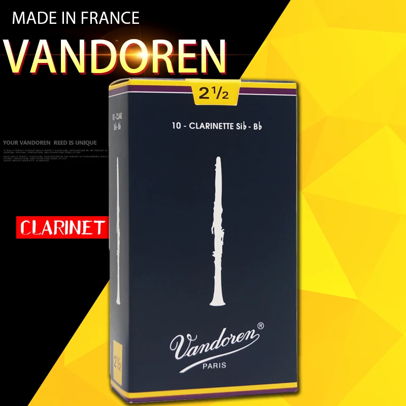 FRANKREICH Original Vandoren Traditionelle B-Klarinette, blaue Box, Blätter/Blatt für Klarinette, Stärke 2.0 # 2.5 # 3.0 # 3.5 # Schachtel mit 10 Stück Image