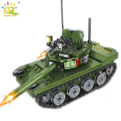Huiqibao 336 stücke Militär 85 Kampfpanzer Bausteine ww2 Armee Soldat Figuren Ziegel Lernspiel zeug Image