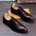 Mode männer Krokodil Korn Leder Kleid Schuhe Mann Casual Spitz Oxfords Mens Lace-Up Business Büro