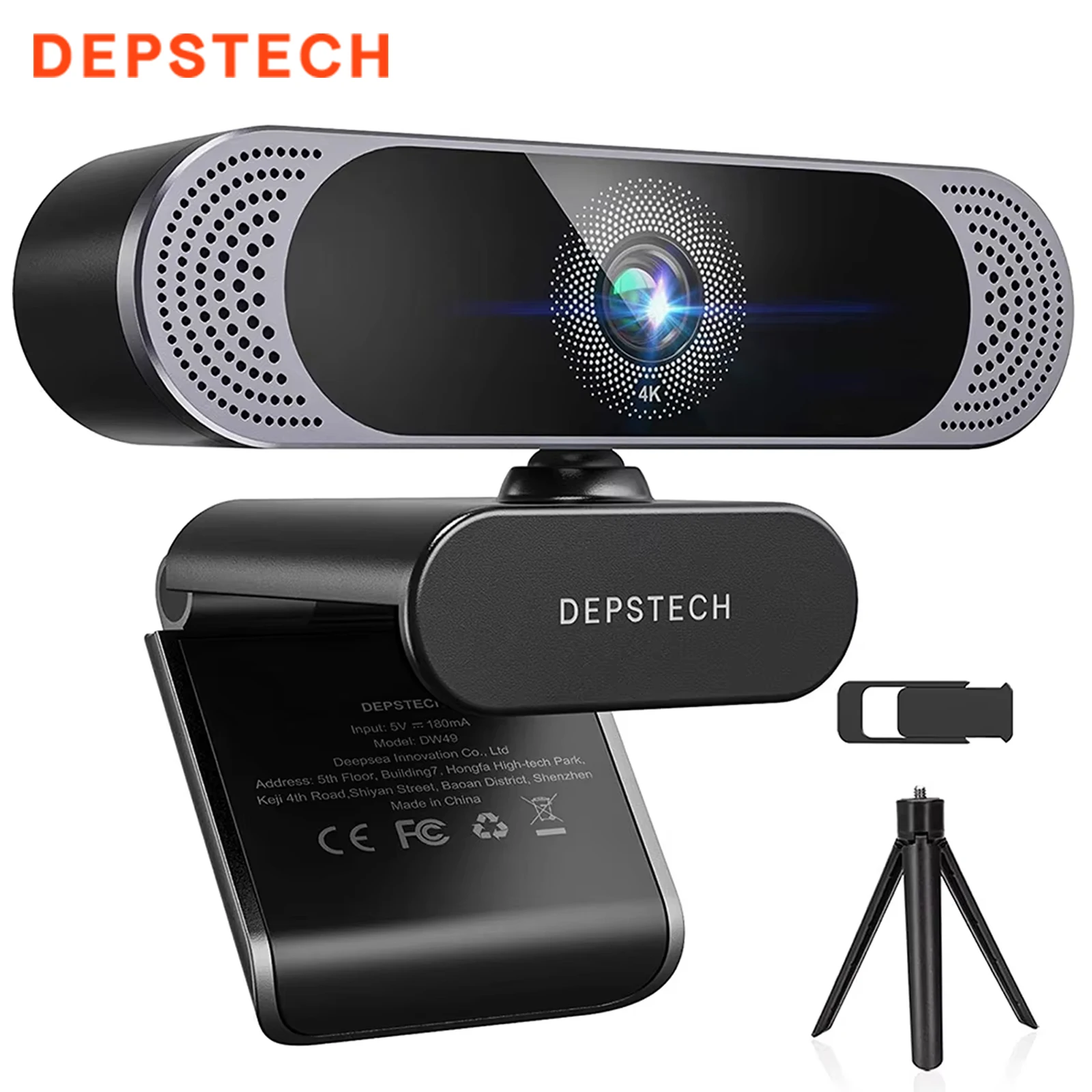 DEPSTECH DW49 4K 8MP HD Webcam mit Noise-Cancelling Mikrofon/Privatsphäre Abdeckung/Stativ Stecker Spielen USB web Kamera für Treffen Image