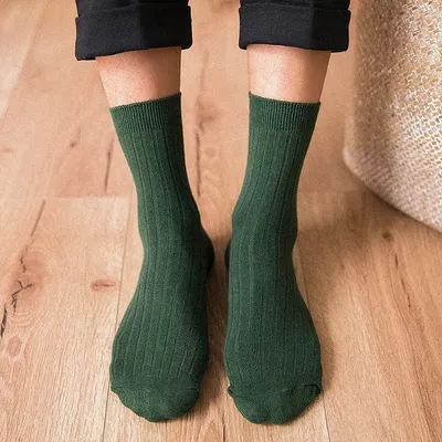 Herbst Winter Reine Farbe Herren Socken Baumwolle Warme Schwarz und Weiß Glücklich Socken Männlichen