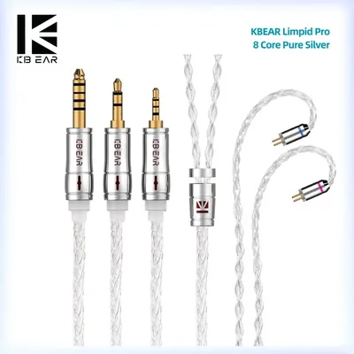 Kbear limpid pro 8 core reines silber hifi kabel gebundenes kopfhörer kabel kopfhörer ohrhörer headset anschluss für kbear ks1 ks2 lark kz iems Image
