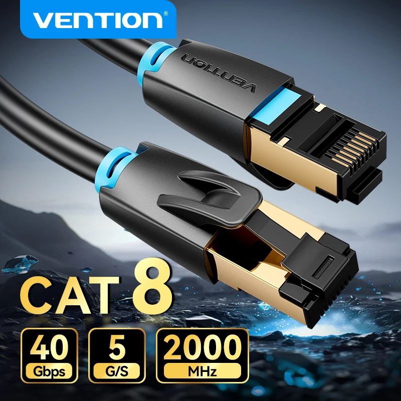Vention Cat8 Ethernet-Kabel STTP 40 Gbit/s 2000 MHz Cat 8 RJ45 Netzwerk Lan Patchkabel für Router Modem Internet RJ 45 Ethernet-Kabel Image
