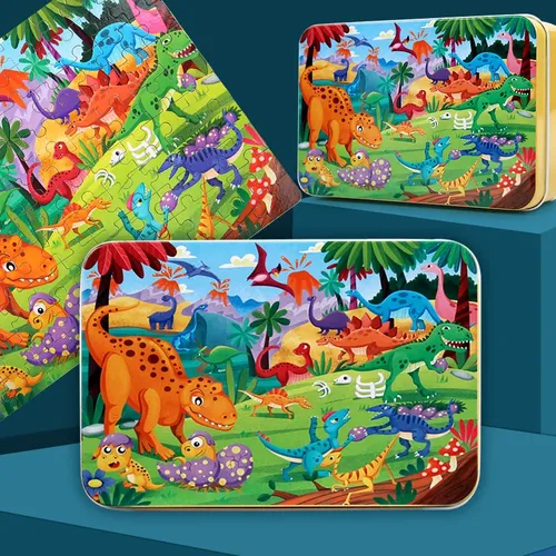 Kindergarten kinder Tag geschenk 100 stück von eisen box holz puzzle puzzle frühen bildung baustein
