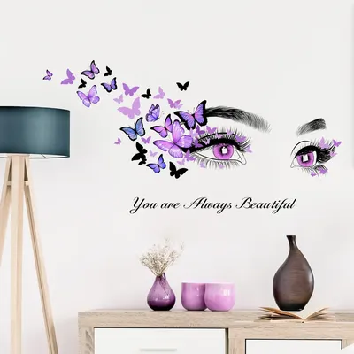 Englischer Slogan, lila Serie der Augen, Schmetterling, Wandaufkleber, selbstklebende Image