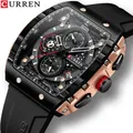 Curren Luxusmarke Herren Armbanduhren Sport Chronograph Quarz Silikon Armband Uhren mit großem