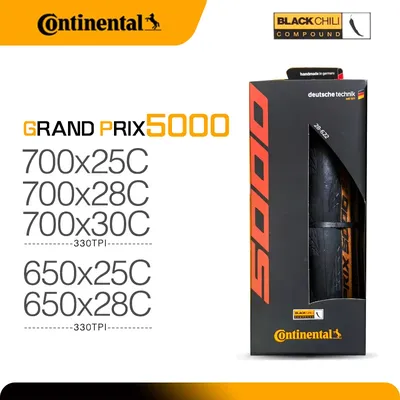 Continental Grand Prix 5000 700 x 25 C/700 x 28 C/650 x 25 C Rennrad-Drahtreifen, zusammenklappbarer, stichfester Reifen GP5000