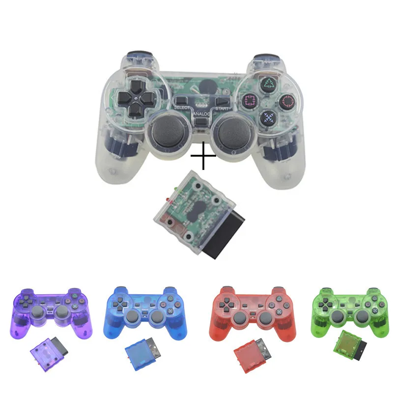 Transparente Farbe Bluetooth Wireless Gamepad Controller für Sony PS2 2,4G Vibration Controle für Plastation 2 Joystick