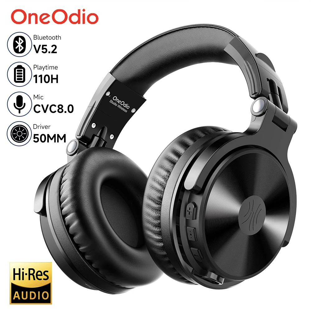 Oneodio Pro-C Bluetooth-Funkkopfhörer mit Mikrofon, 110 Stunden hochauflösend, über dem Ohr, Bluetooth 5.2-Headset-Kopfhörer für Telefon, PC, Sport Image