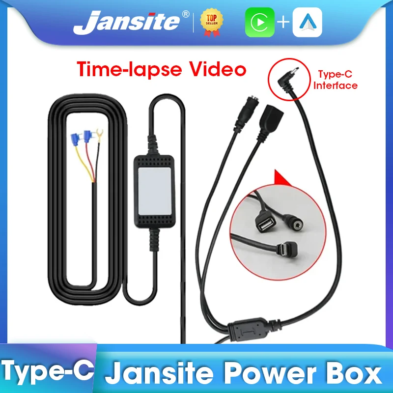 Jansite Typ-C-Schnittstelle, Power-Box-Kabel für 24-Stunden-Parküberwachung, Auto-DVR, Dashcam, Kamera-Hardwire-Kit für Low-Vol-Schutz Image
