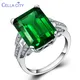 Cellacity Vintage Smaragd Ring für Frauen Silber 925 Großen Grünen Edelstein Finger Schmuck