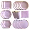 Gold Einweg Geschirr Sets Lila Party Pappbecher Teller Baby Dusche Geburtstag Party Supplies Karneval Hochzeit Dekor Gefälligkeiten