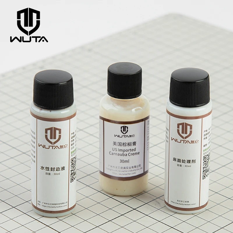 WUTA 1 x 30 ml Lederkanten-Finish, Tokonole, Zahnfleisch, pflanzlich gegerbtes Leder, Kantenversiegelungsbeschichtung, Carnauba-Creme, schützendes Wachs-Finish Image