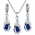 Mode Silber Farbe Halskette Ohrringe Zirkonia Schmuck Sets Elegante Kristall Zirkon Schmuck Frauen