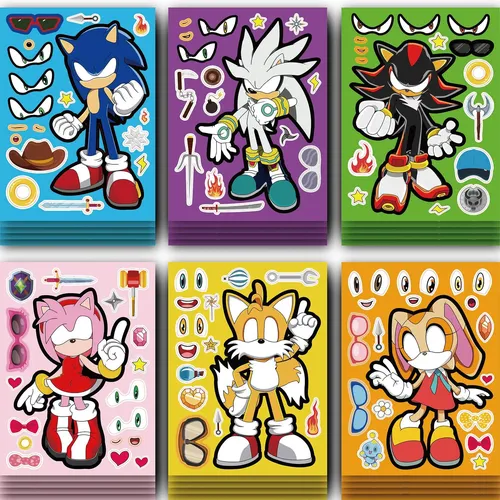 6/12 Blatt die Igel Sonics Anime Puzzle Aufkleber für Kinder Party zusammen gebaut Puzzle Aufkleber