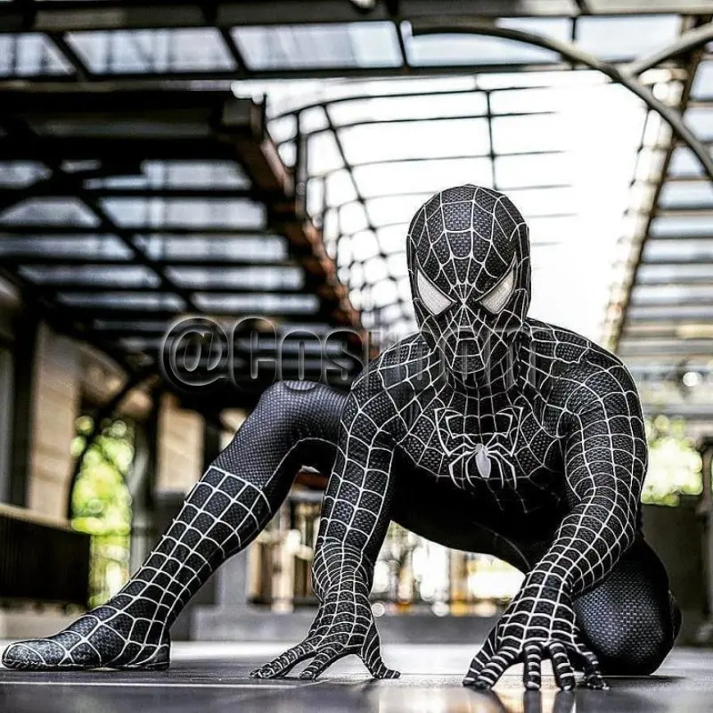 Tobey maguire spiderman kostüm schwarz/rot raimi spider man cosplay superheld zentai anzug halloween kostüme für erwachsene Image