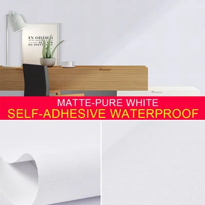 Selbstklebende Tapete, dekoratives Vinyl, mattweiß, selbstklebendes Papier für Wohnzimmer, Möbel, Image