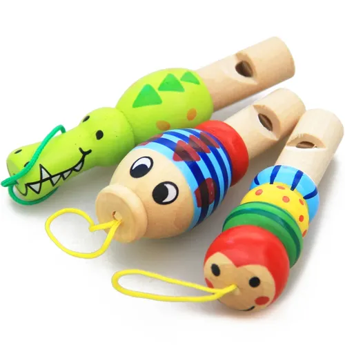 1Pc Infant Pfeifen Spielzeug Holz Zufällige Farbe Spielzeug Cartoon Tier Pfeife Pädagogisches Musik